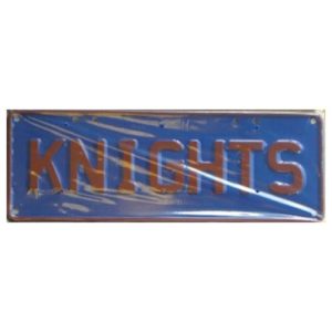 Novelty Number Plate - Knights Red On Navy Blue