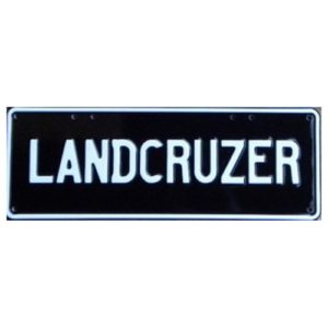 Novelty Number Plate - Landcruzer White On Black