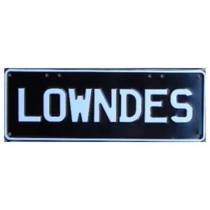 Novelty Number Plate - Lowndes White On Black