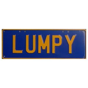 Novelty Number Plate - Lumpy - Yellow On Navy