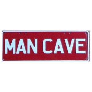 Novelty Number Plate - Man Cave  White on Red