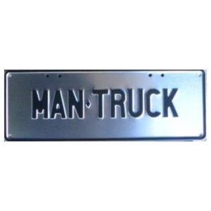 Novelty Number Plate - Man Truck Black On Silver