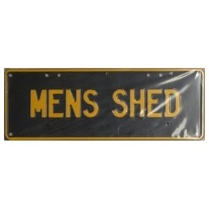 Novelty Number Plate - Mens Shed - Yellow On Black