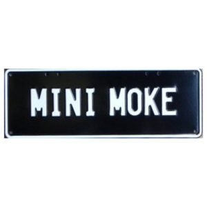 Novelty Number Plate - Mini Moke - White On Black