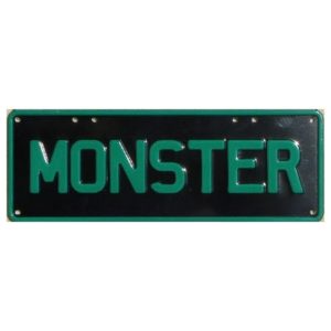 Novelty Number Plate - Monster - Green On Black