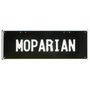 Novelty Number Plate - Moparian White On Black