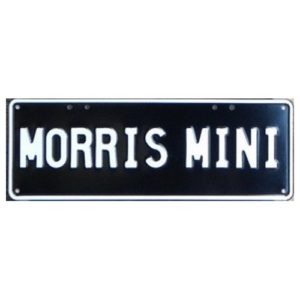 Novelty Number Plate - Morris Mini - White On Black