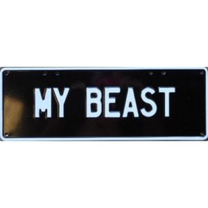 Novelty Number Plate - My Beast White On Black
