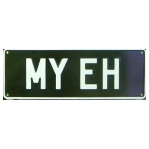 Novelty Number Plate - My EH - White On Black