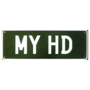 Novelty Number Plate - My HD - White On Black