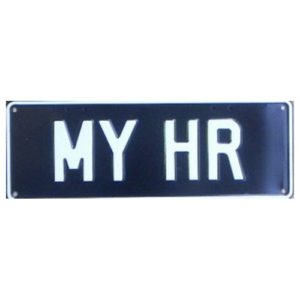 Novelty Number Plate - My HR White On Black