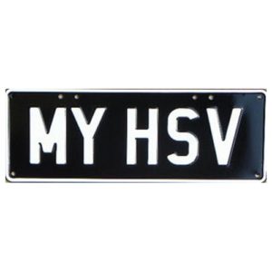 Novelty Number Plate - My Hsv White On Black