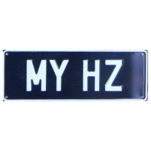 Novelty Number Plate - My HZ White On Black