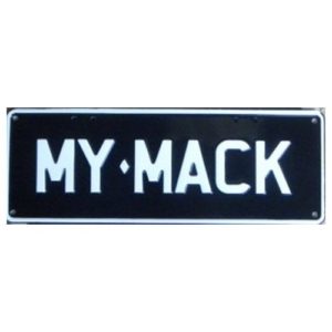 Novelty Number Plate - My Mack White On Black