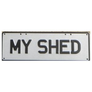 Novelty Number Plate - My Shed - Black On White