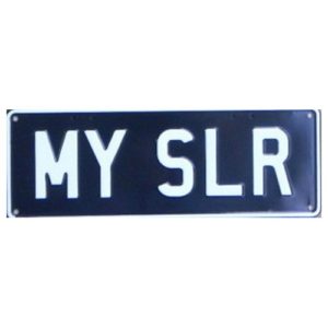 Novelty Number Plate - My SLR White On Black