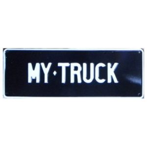Novelty Number Plate - My Truck White On Black
