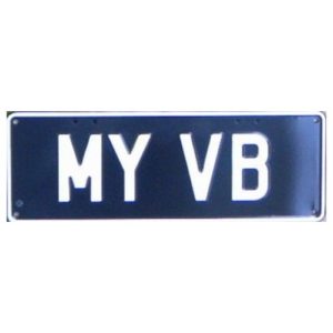 Novelty Number Plate - My VB White On Black