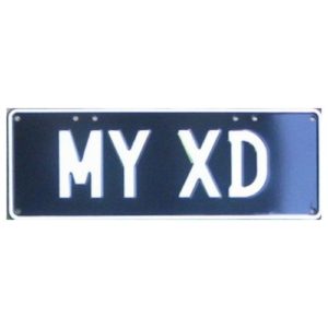 Novelty Number Plate - My XD White On Black