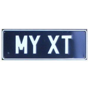 Novelty Number Plate - My XT White On Black