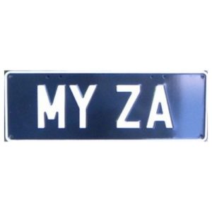 Novelty Number Plate - My ZA White On Black