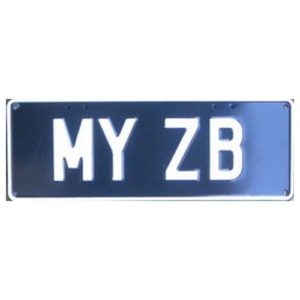 Novelty Number Plate - My ZB White On Black