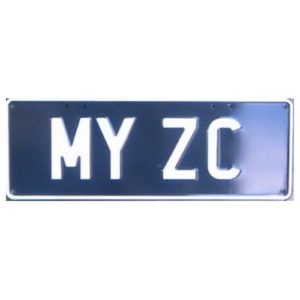 Novelty Number Plate - My ZC White On Black