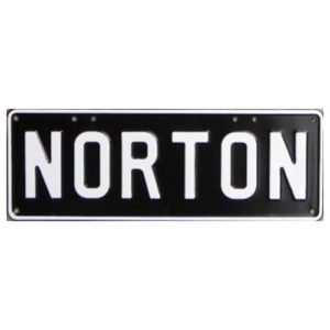 Novelty Number Plate - Norton White On Black