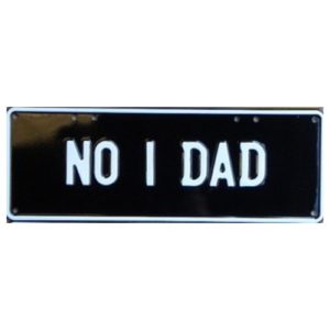 Novelty Number Plate - No 1 Dad White On Black