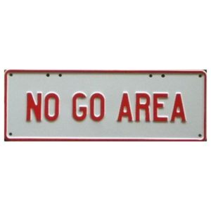 Novelty Number Plate - No Go Area Red On White