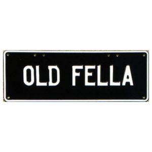 Novelty Number Plate - Old Fella White On Black