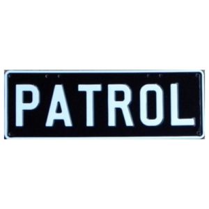 Novelty Number Plate - Patrol White On Black