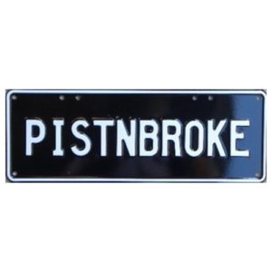 Novelty Number Plate - Pistnbroke White On Black