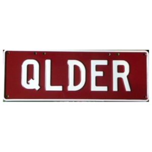 Novelty Number Plate - Qlder White On Maroon