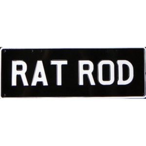 Novelty Number Plate - Rat Rod - White On Black