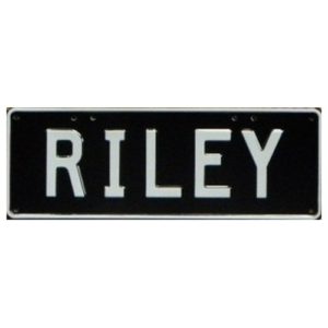 Novelty Number Plate - Riley White On Black