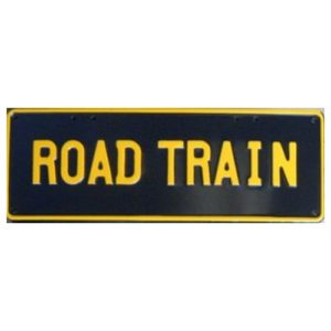 Novelty Number Plate - Road Train Yellow On Black