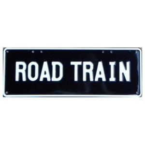 Novelty Number Plate - Road Train White On Black