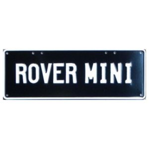 Novelty Number Plate - Rover Mini - White On Black
