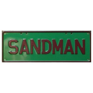 Novelty Number Plate - Sandman - Maroon On Green