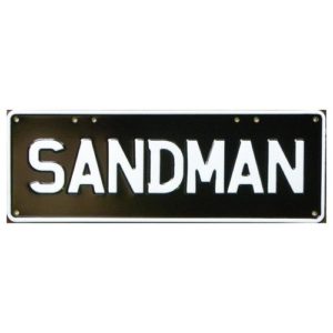 Novelty Number Plate - Sandman - White On Black