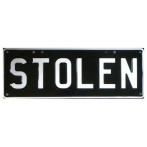 Novelty Number Plate - Stolen White On Black