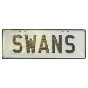 Novelty Number Plate - Swans Black On White