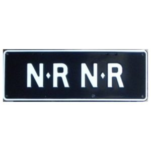 Novelty Number Plate - Nr Nr White On Black