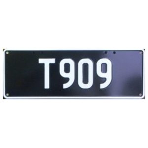Novelty Number Plate - T909 White On Black