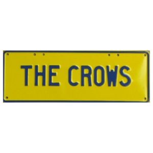 Novelty Number Plate - The Crows Navy On Yellow