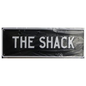 Novelty Number Plate - The Shack - White On Black