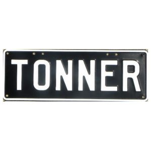 Novelty Number Plate - Tonner - White On Black