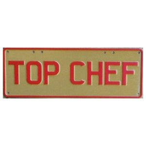 Novelty Number Plate - Top Chef - Red On Gold