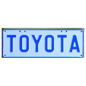 Novelty Number Plate - Toyota - Blue On White